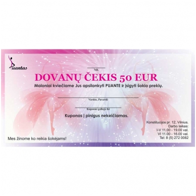Dovanų kuponas 50 € (siunčiamas el. paštu) Dovanų kuponas 50 € (siunčiamas el. paštu)