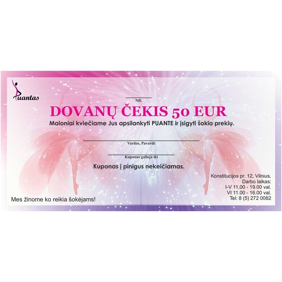 Dovanų kuponas 50 € (siunčiamas el. paštu) Dovanų kuponas 50 € (siunčiamas el. paštu)